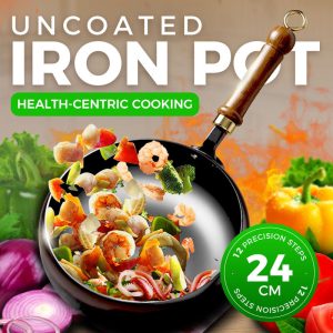 Uncoated Thick Iron Cooking Pot